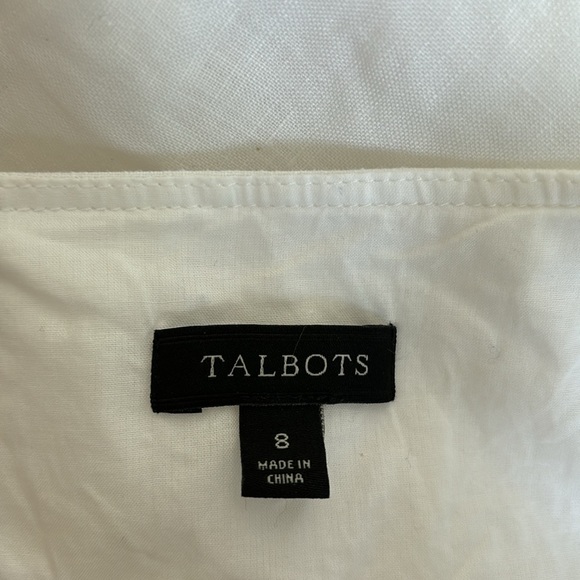 Talbots Linen Eyelet Sleeveless Midi Length Dress. Size 8. White - Picture 9 of 10